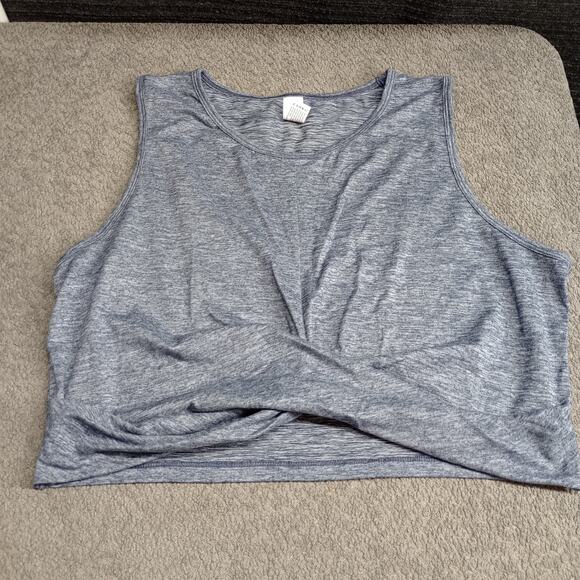 Yogalicious Women Twist Front Sleeveless Crop Tank Gray - Picture 1 of 6